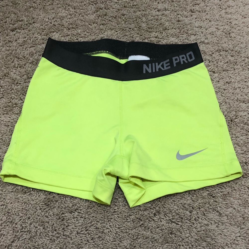 Neon Yellow Nike Pro Compression Shorts